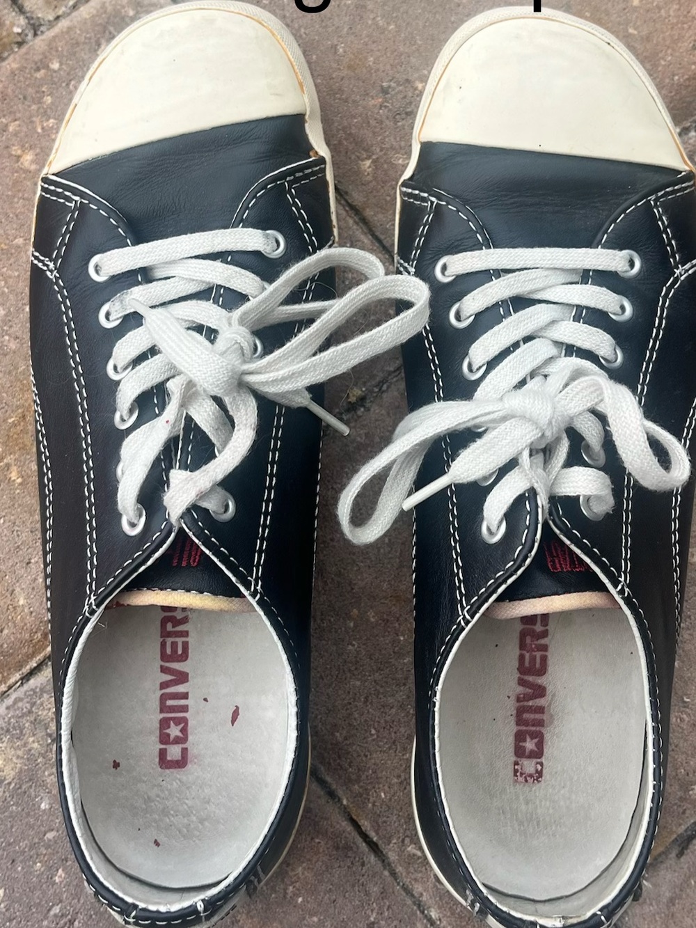 Converse Black Leather Low-Top Sneakers with White Toecap